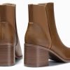 Womens Pointed Toe Ankle Boots Elastic Chunky Block Stacked Mid Heel Slip On Chelsea Booties