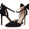 Women's Closed Toe Heels Bow Stiletto Heel Sandals Pointed Toe Pumps Wedding Shoes