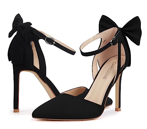 Women's Closed Toe Heels Bow Stiletto Heel Sandals Pointed Toe Pumps Wedding Shoes