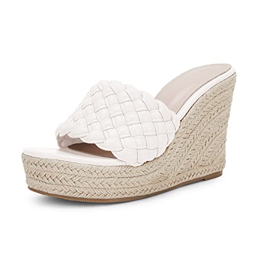 Womens Platform Wedge Sandals Espadrilles Braided Open Toe Slip On Summer Mule High Heels