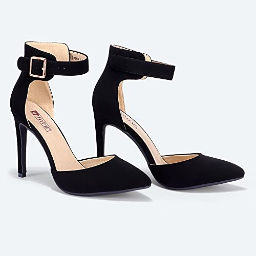 Women's IN4 Pedazo High Block Heels Pumps Pointed Closed Toe Ankle Strap Dress Wedding Shoes