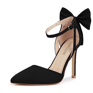 Women's Closed Toe Heels Bow Stiletto Heel Sandals Pointed Toe Pumps Wedding Shoes