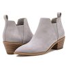 Womens Ankle Boots Pointed Toe Stacked Chunky Heel Slip on Chelsea Short Booties