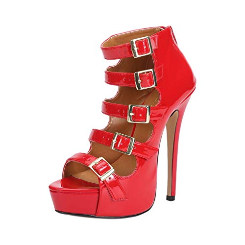 Unisex Men's Women's Sandals Platform Parallel Straps Stiletto High Heels Zip Boots