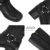 Women's Knee High Riding Boots Round Toe Block Heel Fashion Motorcycle Booties Side Zipper Wide Calf Biker Riding Boots with