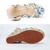 Women's Espadrille Wedge Sandals Flower Pattern Ankle Strap Open Toe Platform High Heel Sandals Dress Shoes