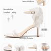 Womens High Heels Sandals Lace Bow Tie Back Open Toe Ankle Strap Sexy Stiletto Wedding Party Dress Shoes