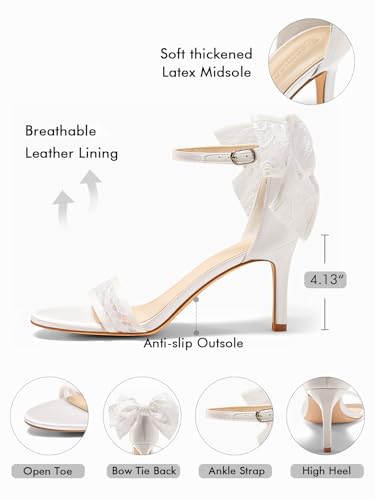 Womens High Heels Sandals Lace Bow Tie Back Open Toe Ankle Strap Sexy Stiletto Wedding Party Dress Shoes