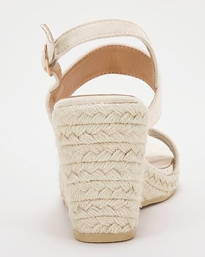 Womens Espadrille Wedge Sandals Heels Open Toe Platform High Heeled Ankle Strap Buckle Dress Wedges Shoes