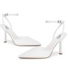 Closed Toe Ankle Strap Heels Women Pumps Pointed Toe Heeled Sandals for Women Stiletto Wedding Dress Shoes