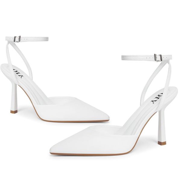 Closed Toe Ankle Strap Heels Women Pumps Pointed Toe Heeled Sandals for Women Stiletto Wedding Dress Shoes