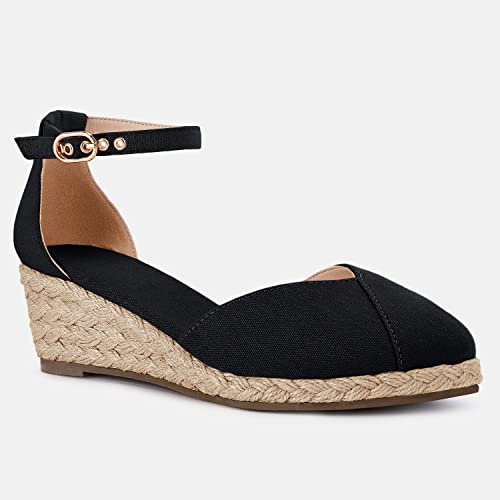 Womens Espadrilles Sandals Closed Toe Platform Ankle Strap Casual Summer Wedges