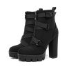 Women's Fashion Platform Block High Heel Booties Buckle Strap Zipper Ankle Boots