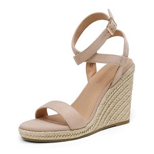 Womens Open Toe Espadrilles Dressy Platform Sandals Buckle Ankle Strap Stylish Wedges Sandals