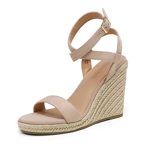 Womens Open Toe Espadrilles Dressy Platform Sandals Buckle Ankle Strap Stylish Wedges Sandals