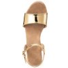 Ankle Strap Espadrille Platform Wedge Sandals for Women, Open Toe Wedge Heels for Women Dressy, Black/Gold