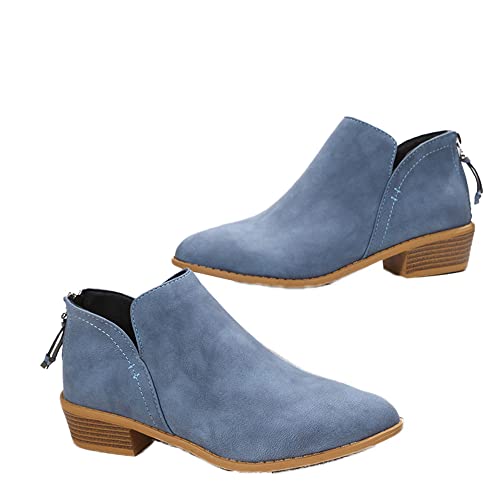 Ankle Booties for Women,Women's Casual Dress Low Heeled Booties. V Cut Fashion Thick Heel Design Shoes