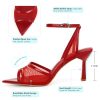Women's Mesh High Heels Sandals Pointed Open Toe Ankle Buckle Strap Stiletto Heels Dress Wedding Shoes