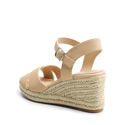 Espadrille Dressy Wedge Sandals, Women's Platform Sandals Casual Summer, Comfortable High Heeled Wedges with Adjustable Buckle