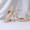 High Heels for Women Pointed Open Toe Strappy Chunky Block Heels Ankle Strap Stiletto Kitten Heeled Sandals Wedding Bridal Party