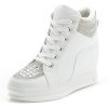 Womens Fashion Platform Shoes Hidden Wedge Heel High Top Sneakers for Women Platform Boots Working Shoes Women