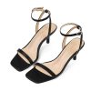 Women's Kitten Low Heels Square Open Toe Ankle Strap Sandals Sexy Strappy 2 Inch High Heels for Women Comfort Dress Party