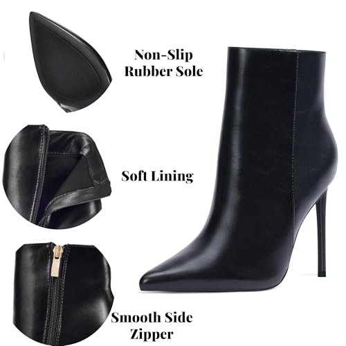 Women Heeled Ankle Booties,Sexy Pointed Toe 4 inch Stiletto High Heel Fashion Ankle & Booties with Side Zipper High Heel Boots