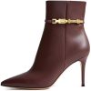 Ankle Boots for Women Pointed Toe Stiletto High Heel Sexy Ankle Booties with Chain Side Zipper for Party Date Dress
