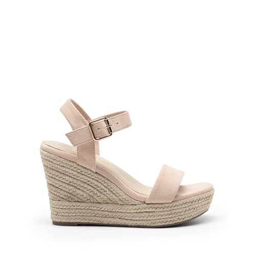 Women's Platform Wedges Sandals, Comfortable Open Toe Espadrilles Sandals Dressy Buckle Ankle Strap Summer Shoes