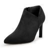 Womens Pointed Toe V Cut Ankle Boots Kitten Heel Side Zip Office Booties