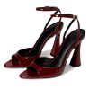 Womens Heeled Sandals Ankle Strap Pointed Toe Sandals Summer Dress Party Shoes