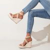 Women's High Heel Platform Espadrille Wedge Sandals Open Toe With Faux Leather Upper Cross Ankle Adjustable Buckle Strap Non