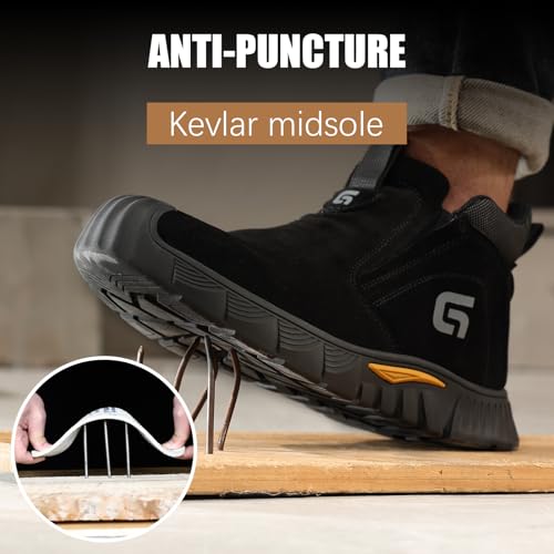Welding Work Boots for Men Slip on Steel Toe Shoes for Men Indestructible Steel Toe Boots Welder Men's Working Shoes Fireproof