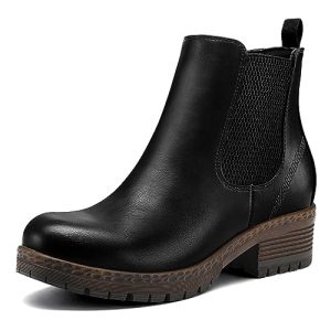 Women's Chelsea Ankle Boots Side Zipper Chunky Block Low Heel Booties Lug Sole Short Boots