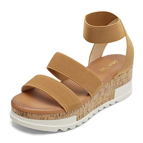 Women's Open Toe Elastic Ankle Strap Casual Flatform Platform Wedges Sandals