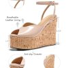 Womens Platform Wedge Sandals Cork Dressy Peep Toe Ankle Buckle Strap High Heels Summer Shoes