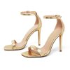 Stylish 4 IN Square Open Toe Ankle Strap Stiletto Heels for Women Plain Trendy Strappy Heeled Sandals