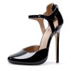 Unisex Men's Women's Round Toe High Heels Stiletto Patent Leather Heels Ankle Strap Pumps Dress Party Shoes
