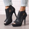 Open Toe Booties for Women Black High Stiletto Heels Open Toe Sexy Ankle Boot Fashion Heeled Sandals with Back Zipper, US Size
