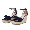 Womens Wedge Platform Sandals Cute Bowknot Open Toe Espadrille High Heels Buckle Ankle Strap Summer Shoes