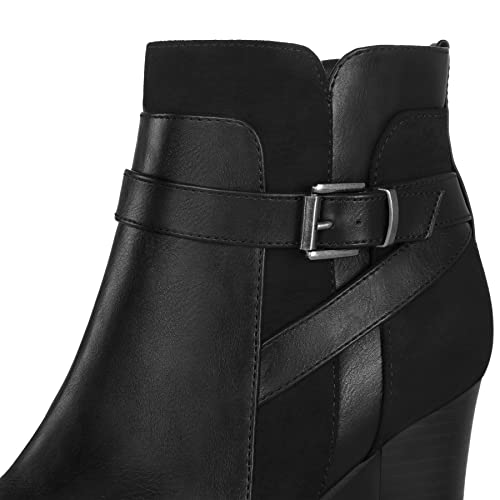 Women's Ankle Boots Chunky Stacked Heel Zipper Booties - Available in Wide Sizes