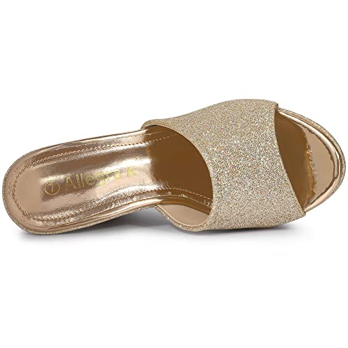 Women's Glitter Platform Slip on Wedge Heels Sandals