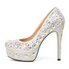 Womens High Heel Platform Pumps Round Toe Sky High Stilettoes 6" Party Dress Platform