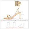 Strappy Heels for Women Square Open Toe Tie Up Sandals Ankle Strap Lace Up Stiletto High Heels Sexy for Wedding Prom Party