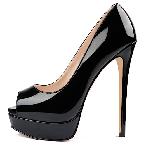 Women's Platform Stiletto Heels Shoes Peep Toe Pumps 6 inch Heels for Dress Wedding Party