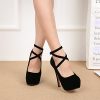 Women's Ankle Strap Platform Party Closed Toe Dress High Heels Pumps