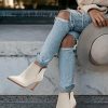 Womens High Heel Booties Pointed Toe V Cut Back Zipper Short Dress Ankle Boots