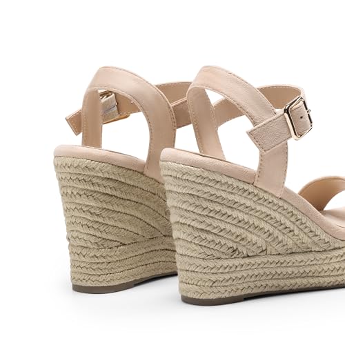 Women's Platform Wedges Sandals, Comfortable Open Toe Espadrilles Sandals Dressy Buckle Ankle Strap Summer Shoes