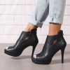 Open Toe Booties for Women Black High Stiletto Heels Open Toe Sexy Ankle Boot Fashion Heeled Sandals with Back Zipper, US Size