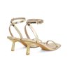 Gold Strappy Heels for Women Kitten Heel Sandals Open Square Toe Stiletto High Heels with Ankle Strap Comfort Dress Party Shoes